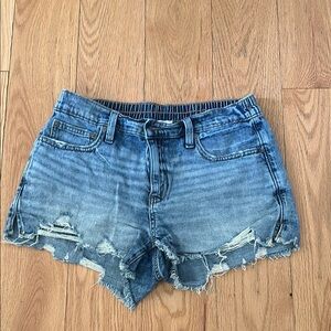 Aerie Blue Jean Shorts Distressed Cut-Off Style